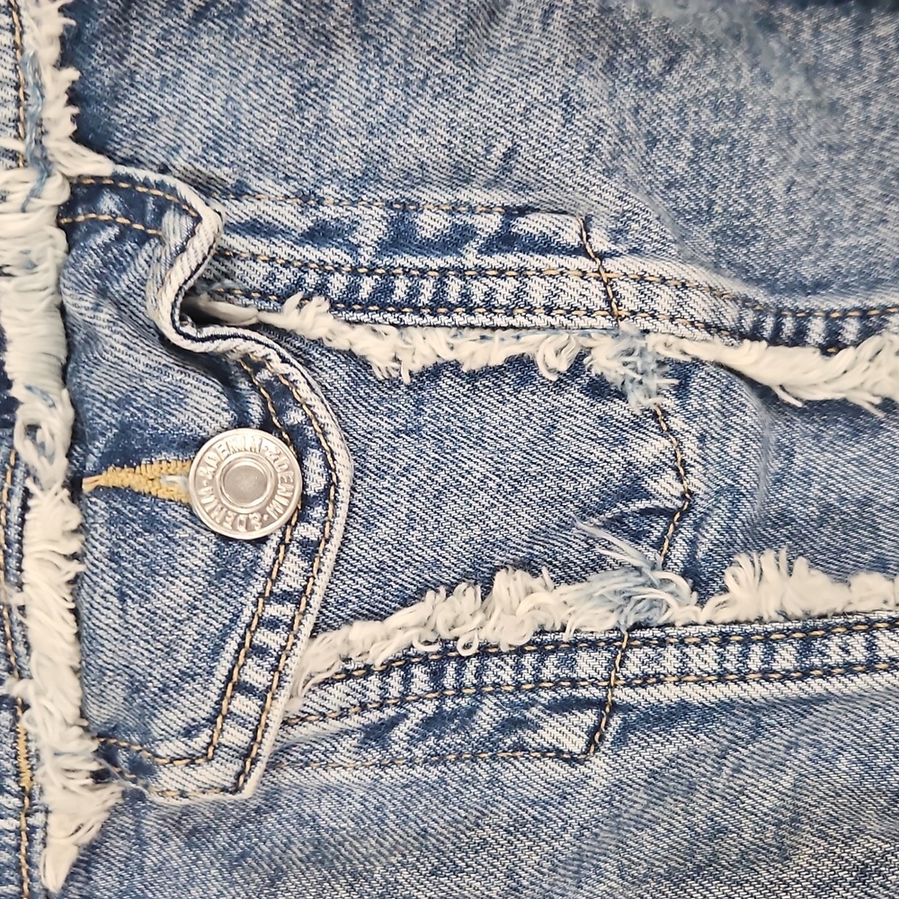 H&M Blue Frayed Denim Jacket kods size 10 - Picture 4 of 5